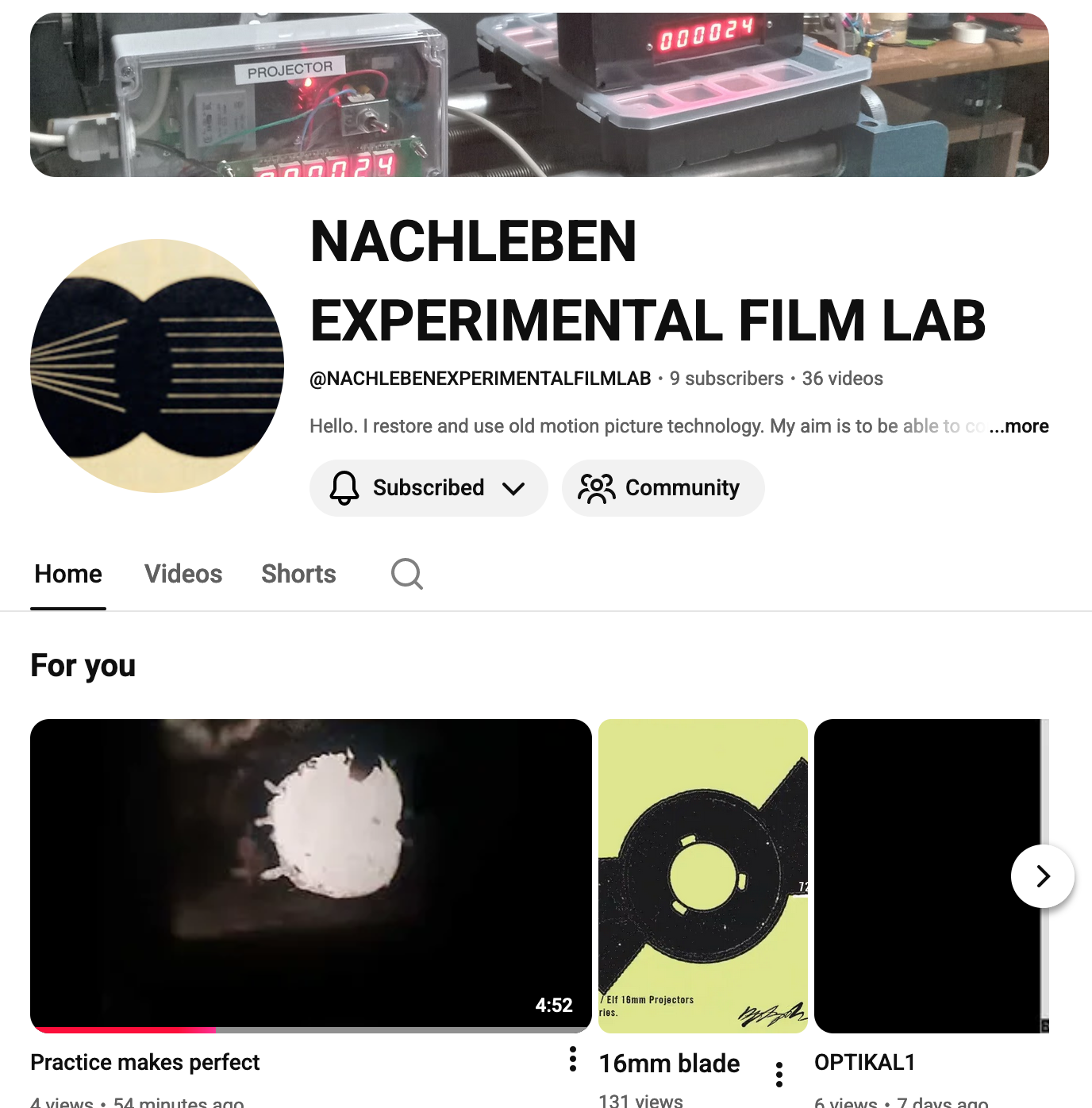 screenshot of the Nachleben Experimental Film Fab YouTube Channel
